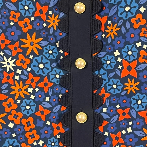 SSYS Sleeveless Everly Scallop Trim Top In Royal Ditsy Floral - Picture 5 of 8